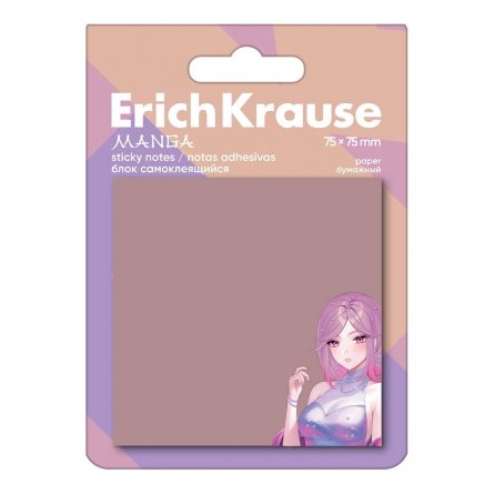 Блок бумажный для записи Erich Krause, 75*75мм, 50л, "Manga", анимэ, с клеевым краем, европодвес фото 1