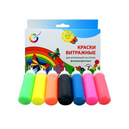 Краска акриловая Экспоприбор,7 цветов, блок-тара "Флуоресцентные" фото 3