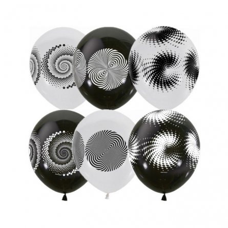 Воздушные шары М12"/30 см BLACK&WHITE (шелк) 4 ст. рис. "Иллюзия" 25 шт. шар латекс фото 1