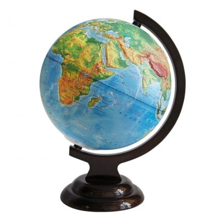 Глобус физический Глобусный мир, 210 мм, рельефный, на деревянной подставке фото 1