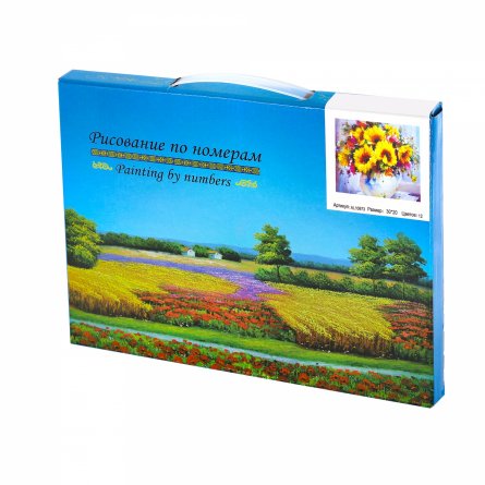 Картина по номерам Alingar,  холст на подрамнике, 20х30 см, 12 цветов, с акриловыми красками, "Подсолнухи в вазе " фото 2