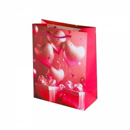 Пакет подарочный бумажный Alingar, (М) 18х24х8,5 см, "Сердце в подарок", ламинация, (4 дизайна в коробе) фото 4
