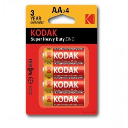 Батарейка пальчиковая солевая, Kodak Extra HD R06-4BL KAAHZ-4, АА, 1,5V, бл. 4 шт фото 1
