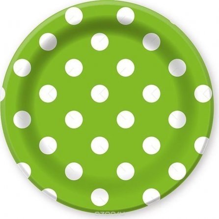 Тарелки  бумажные ламинированные "Горошек зеленый" 6шт. 23 см. фото 1