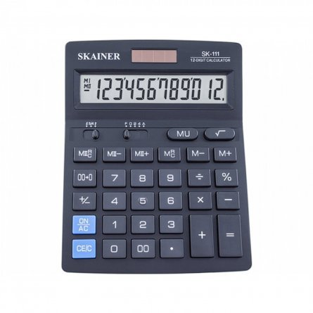 Калькулятор SKAINER 12 разрядов, 140*176*45 мм, черный, "SK-111" фото 1