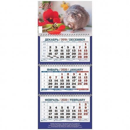 Календарь квартальный настенный трехблочный(2020) "Символ года. Вид 1" 195*465 фото 1