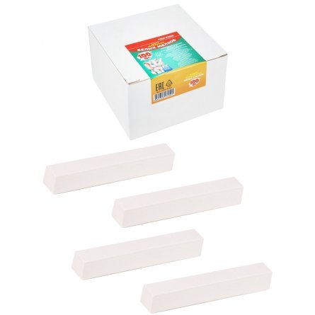 Набор школьных белых мелков Проф-Пресс, 100 штук, квадратный, картонная упаковка фото 3
