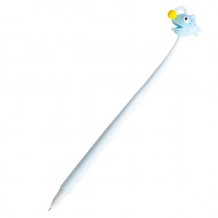 Ручка гелевая Alingar "Рыбка", 0,5 мм, синяя, игольчатый наконечник, круглый цветной soft корпус фото 3