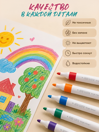 Маркеры акриловые, Alingar, 36 цв., трехгранный корпус, пластиковый кейс фото 3