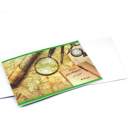 Тетрадь для рисования 19,5*27,5 см., 24л., Alingar, на скрепке, мелованный картон, "Море" фото 2