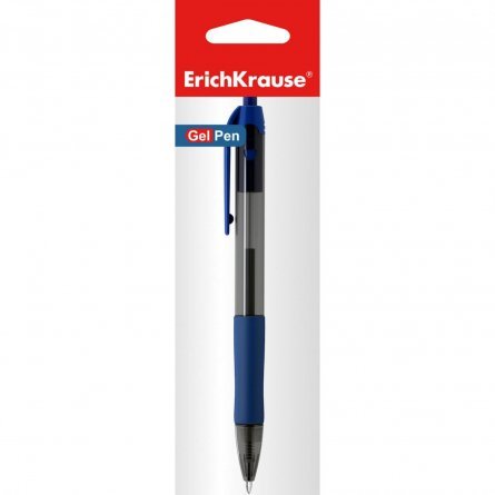 Ручка гелевая автоматическая Erich Krause,"Smart-Gel", 0,5 мм, синяя, резиновый грип, круглый прозрачный пластиковый корпус, в уп. 24 шт фото 1