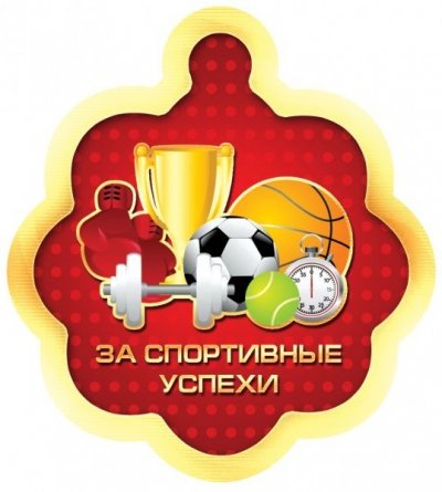 Медаль "За спортивные успехи", 86 мм * 87 мм, кубок, штанга, мяч фото 1