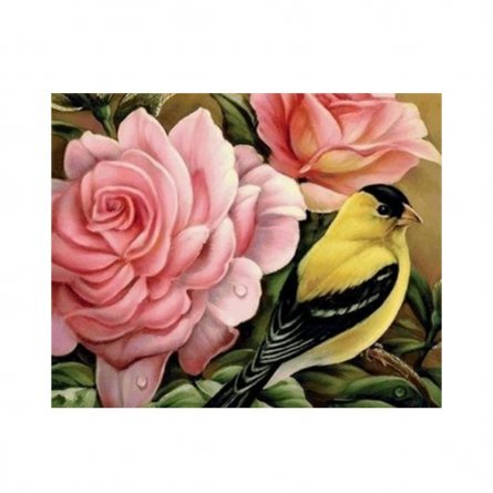 Картина по номерам Alingar, 30х40 см, 22 цвета, с акриловыми красками, холст, "Птица в цветах" фото 1