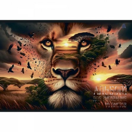 Альбом для рисования А4 40л., Alingar, на скрепке, мелованный картон (стандарт), 100 г/м2,  "Животные", 2 дизайна в пленке т/у фото 3