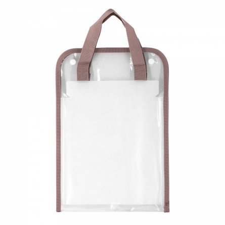 Папка-картотека с ручками Alingar, A4, 350х240 мм, 800 мкм, вертикальная, на кнопках, 13 отделений, прозрачная, глянец, светло-коричневый цвет фото 1