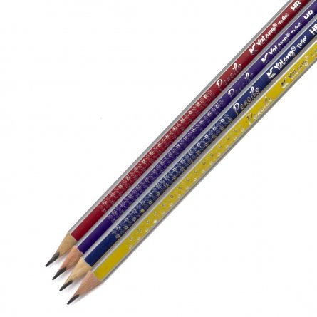 Набор ч/г карандашей, Yalong HB, дерево, с ластиком, трехгранный, заточенный, 2,0 мм, ассорти, европодвес, в уп. по 12 шт. фото 2