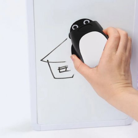 Магнитная подставка для маркерной доски фигурная, Alingar, 11.5 х 9 х 4 см, "Пингвинчик", черный, губка-стиратель, европодвес фото 2