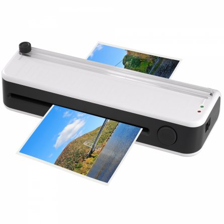 Ламинатор с резаком для дома и офиса А4 Alingar, белый, ABS (разжим валов), разметка, толщ. пленки 70-125 мкм, скор. 280 мм/мин, 3 шт пленки в наборе фото 1