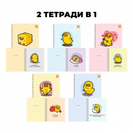 Тетрадь 96л., А5, клетка, Канц-Эксмо "Утиные истории", гребень, мелованный картон, выб.лак, двойная обложка фото 1