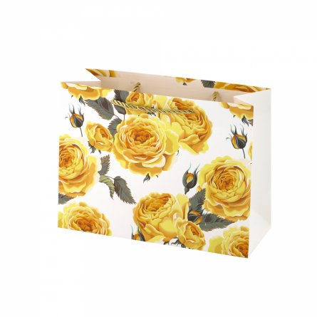 Пакет подарочный бумажный Alingar, (L+) 26х32х11 см, горизонтальный,  "Цветы", матов. ламинация, ассорти фото 1