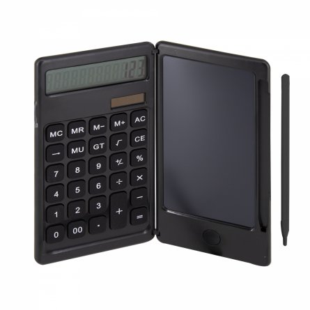Калькулятор с графическим планшетом Alingar 12 разрядов, 162*80*14 мм, двойное питание, черный, раскладной, стилус, батарея в комплекте фото 1