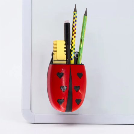 Магнитная подставка для маркерной доски фигурная, Alingar, 12 х 7 х 4 см, "Божья коровка", красный/черный, губка-стиратель, европодвес фото 1