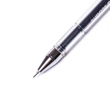 Ручка гелевая Alingar, "DEW SHINE", 0,5 мм, черная, игольчатый металлизированный наконечник, грип,круглый, прозрачный, пластиковый корпус, в уп. 12 шт фото 3