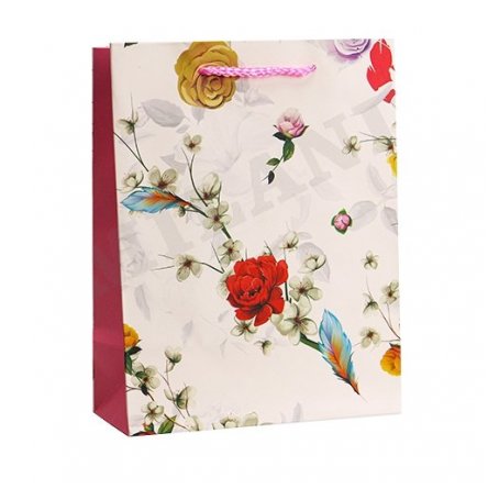 Пакет подарочный Миленд, 26*32*12 см (L), матовая ламинация, "Завораживающие цветы" фото 1