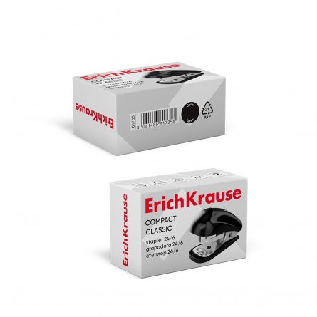 Степлер-мини №24/6, 26/6 ErichKrause Compact Classic на 20 л., корпус пластик, чёрный фото 3