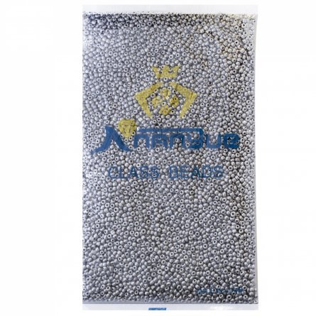 Бисер Alingar размер №8 вес 450 гр., серебро, непрозрачный, пакет фото 1