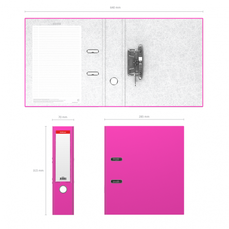 Папка-регистратор 70мм, ErichKrause "Neon", А4, розовая фото 2