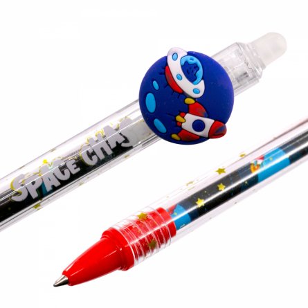Ручка гелевая подарочная пиши-стирай, автомат, Alingar, "Космос", 0,5 мм, синяя,  круглый, пластиковый корпус, картонная упаковка фото 3