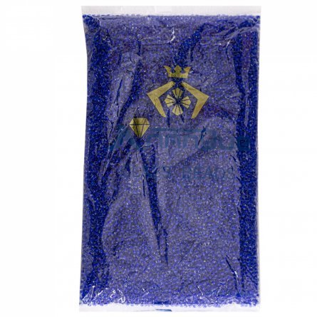 Бисер Alingar размер №8 вес 450 гр., прозрачный кристалл, внутри синий, пакет фото 1