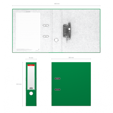 Папка-регистратор с арочным механизмом разборная, ErichKrause "Business", А4, 285х315х70 мм, зеленый фото 3