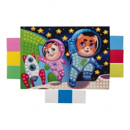 Набор для творчества мягкая мозаика, самоклеящие детали, Lori, А4, европодвес, "Космонавты" фото 2