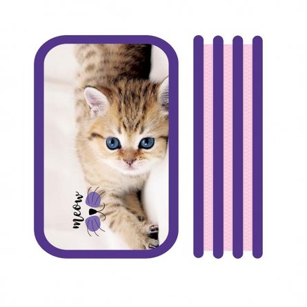 Пенал 3 отделения тканевый торец ПЧЕЛКА, ткань, молния, 19, 5 см х 12, 5 см, "Пушистик" фото 1