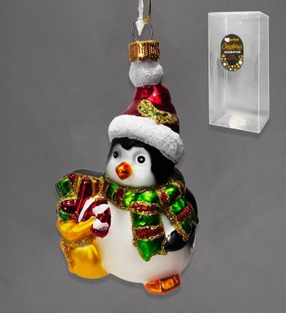 Ёлочная игрушка, Darlens, "Пингвин", 7,5х6,3х11,5 см, стекло фото 2