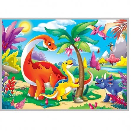 Алмазная мозаика Рыжий кот, без подрамника, на картоне, с частичным заполнением, (матов.), 17х22 см, 23 цвета, "Динозавры в сказочной стране" фото 1