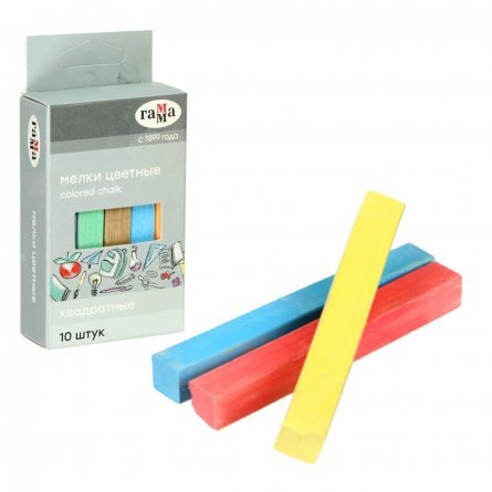 Набор цветных мелков Гамма, 10 штук, квадратные, картонная упаковка фото 1