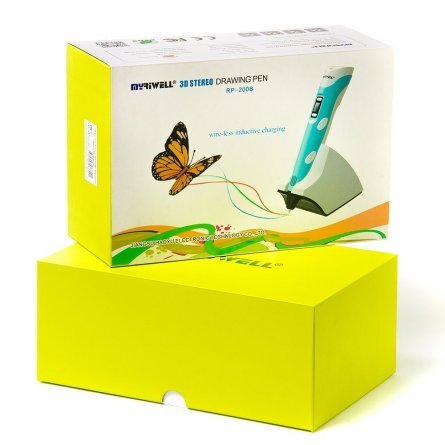Ручка 3D Myriwell RP200B, пластик PCL/PLA - 3 цвета, желтая, картонная упаковка фото 3
