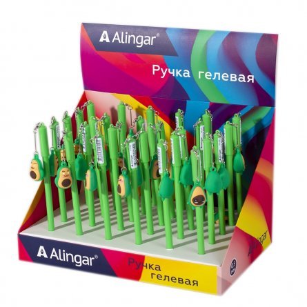 Ручка гелевая Alingar "Авокадо", 0,5 мм, синяя, игольчатый наконечник, круглый цветной пластиковый корпус, картонная упаковка фото 2