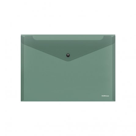 Папка-конверт на кнопке пластиковая ErichKrause® Glossy Classic, A4, полупрозрачный, зеленый (в пакете по 12 шт.) фото 1