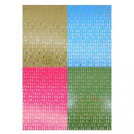 Картон цветной Апплика, А4 с тиснением, 4 листа, 4 цвета, пакет, "Тропический паттерн" фото 1