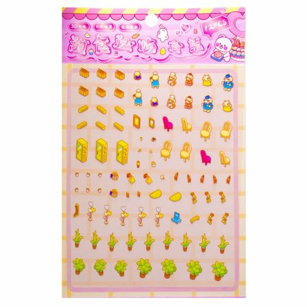 Наклейки для творчества - антистресс, 135*195 мм, "Cute animals", MINI, 3D стикеры, 4 локации, 8 листов с наклейками, 10 шт/уп, пакет с европодвесом фото 7