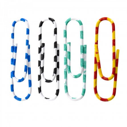 Скрепки 33 мм, Alingar, уп. 100 шт., металлические, с полимерным покрытием, "Зебра", цветные в полоску фото 2