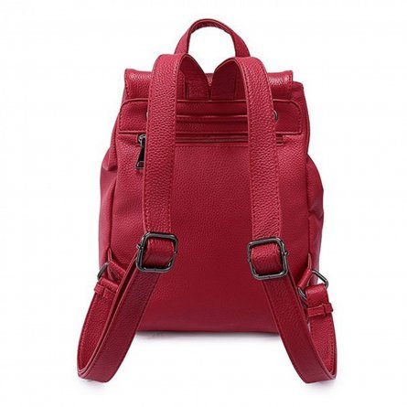 Рюкзак женский, 1 отделение, 27х29х15 см, GRIZZLY, экокожа, два кармана, красный фото 3