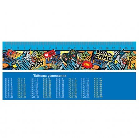 Закладка - линейка таблица умножения Мир открыток, 216*50 мм "Граффити", 20 см фото 1