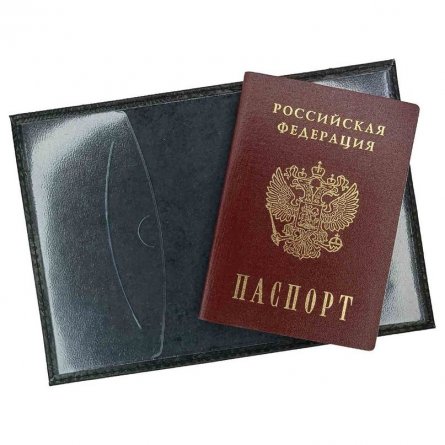 Обложка для паспорта, натур. кожа, сплошное тиснение,"Орёл" чёрный фото 2