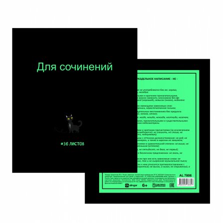 Тетрадь предметная "Для сочинений" 36 л., А5, скрепка, мелованный картон (стандарт), офсет, Alingar фото 2