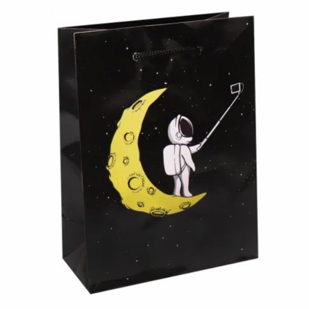 Пакет подарочный Миленд, 11,5*14,5*6 см, глянцевая ламинация  "Селфи на луне" фото 1